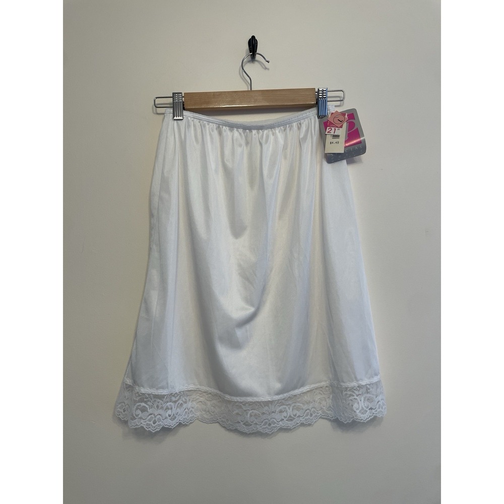 Vintage Antron Half Slip Skirt Women Size Large/30 White Lace Trim 21" Long New